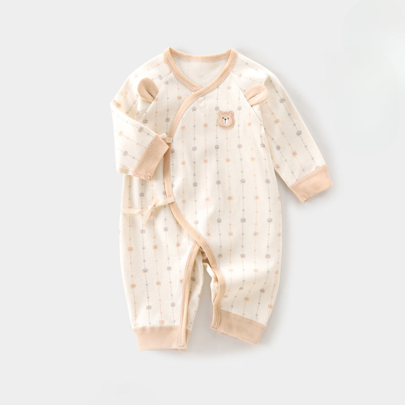 100% Cotton Long Sleeve Romper - Light Brown Bear - Organic Cotton Clubs