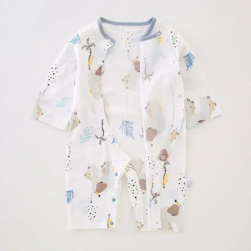 Cotton & Bamboo Muslin Long Sleeve Romper - Cute Whale - Organic Cotton Clubs