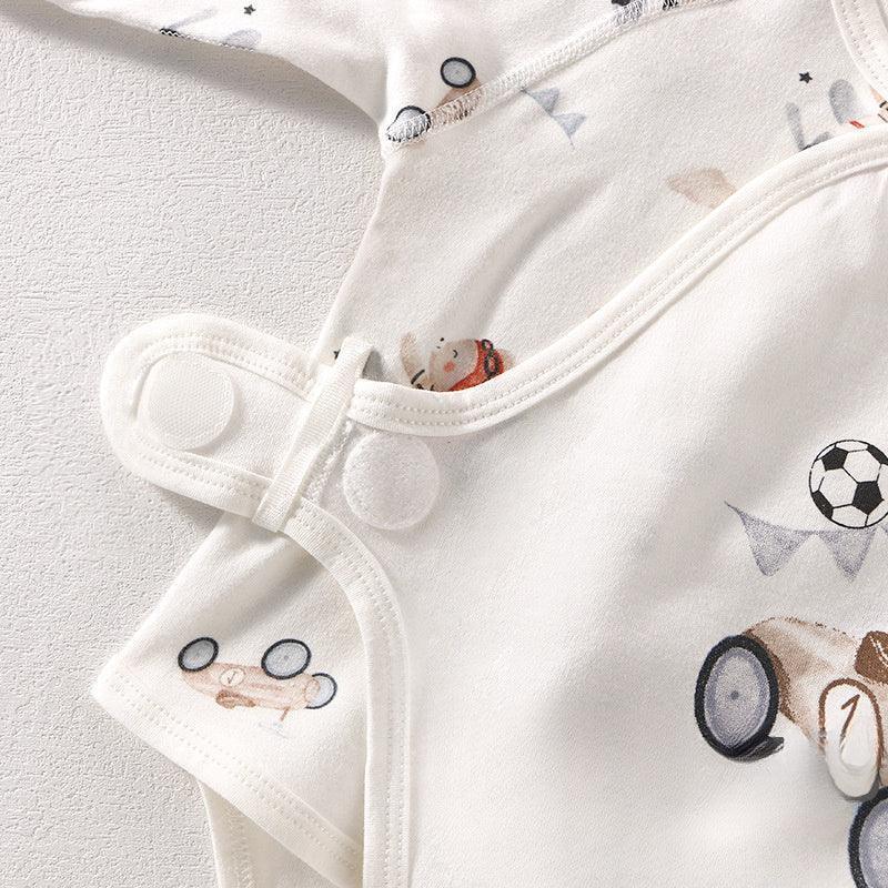 100% Cotton Long Sleeve Bodysuit with Velcro Closure- Adorable Cat - Organic Cotton Clubs