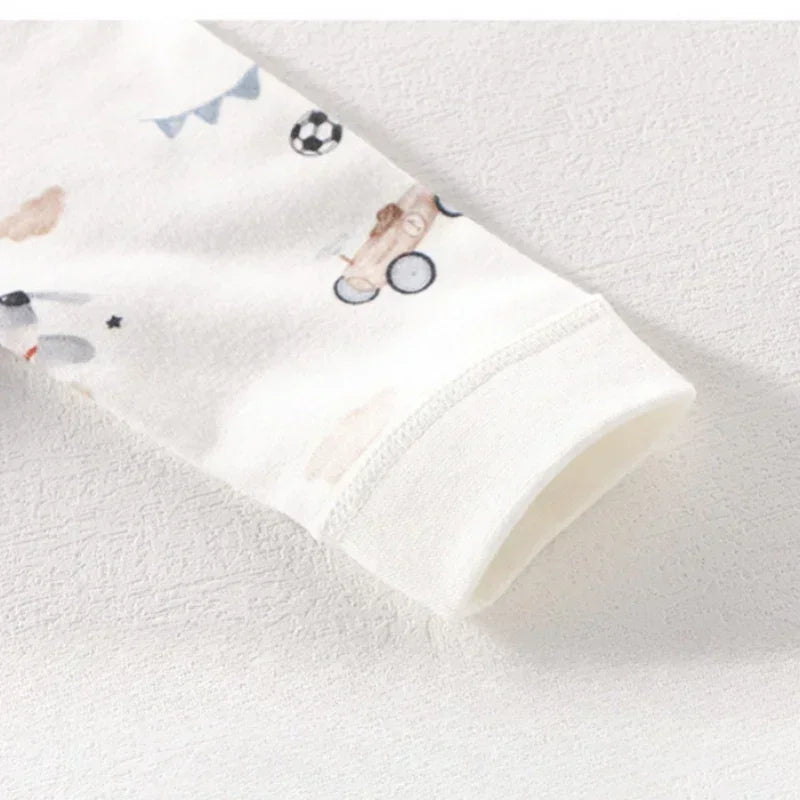 100% Cotton Long Sleeve Bodysuit with Velcro Closure- Adorable Cat - Organic Cotton Clubs