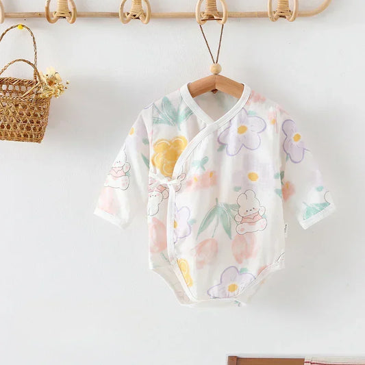 Cotton & Bamboo Muslin Long Sleeve Bodysuit - Sweet Pear - Organic Cotton Clubs