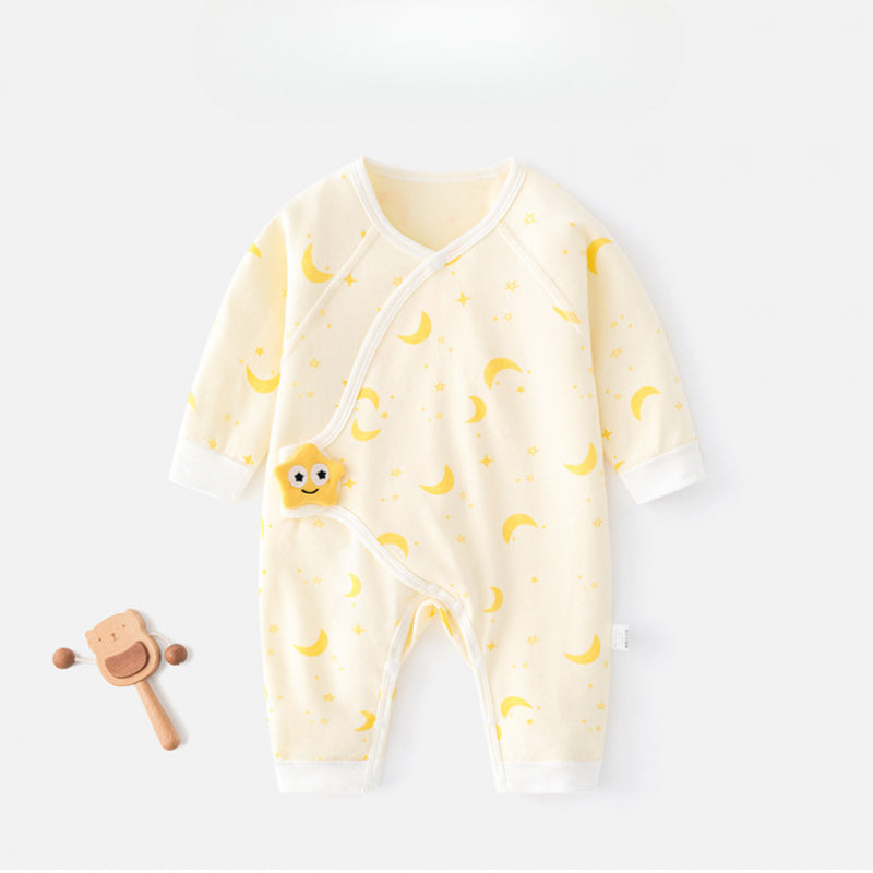 100% Cotton Long Sleeve Romper with Velcro Closure - Tiger - Organic Cotton Clubs