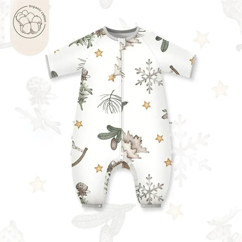 Organic Cotton Muslin Short Sleeve Sleepsuit Summer - Deer - Organic Cotton Clubs