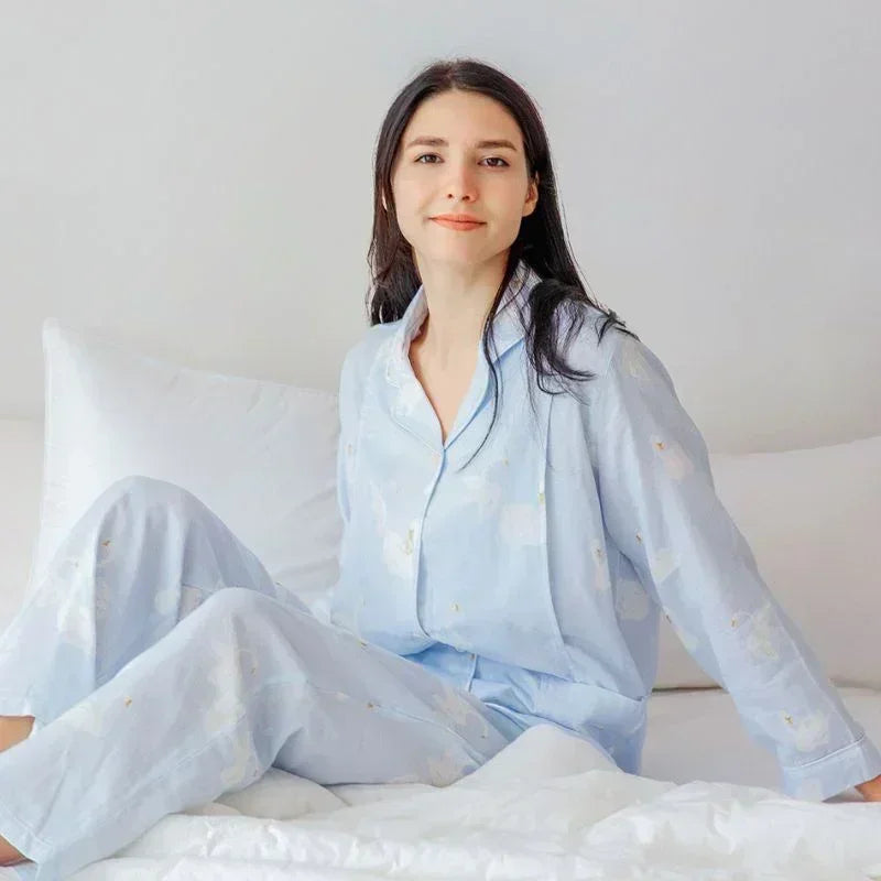 Organic Cotton Muslin Button-Up Maternity Pajama - Pomegranate - Organic Cotton Clubs