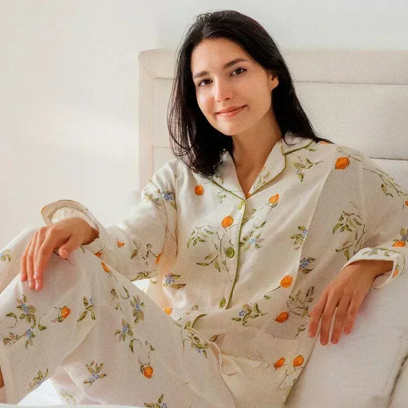 Organic Cotton Muslin Button-Up Maternity Pajama - Pomegranate - Organic Cotton Clubs
