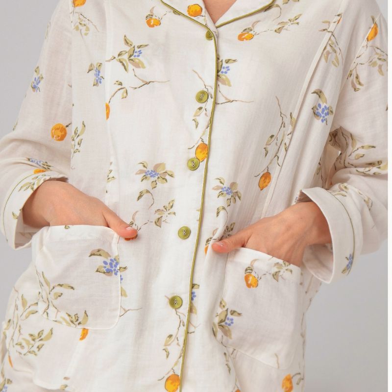 Organic Cotton Muslin Button-Up Maternity Pajama - Pomegranate - Organic Cotton Clubs