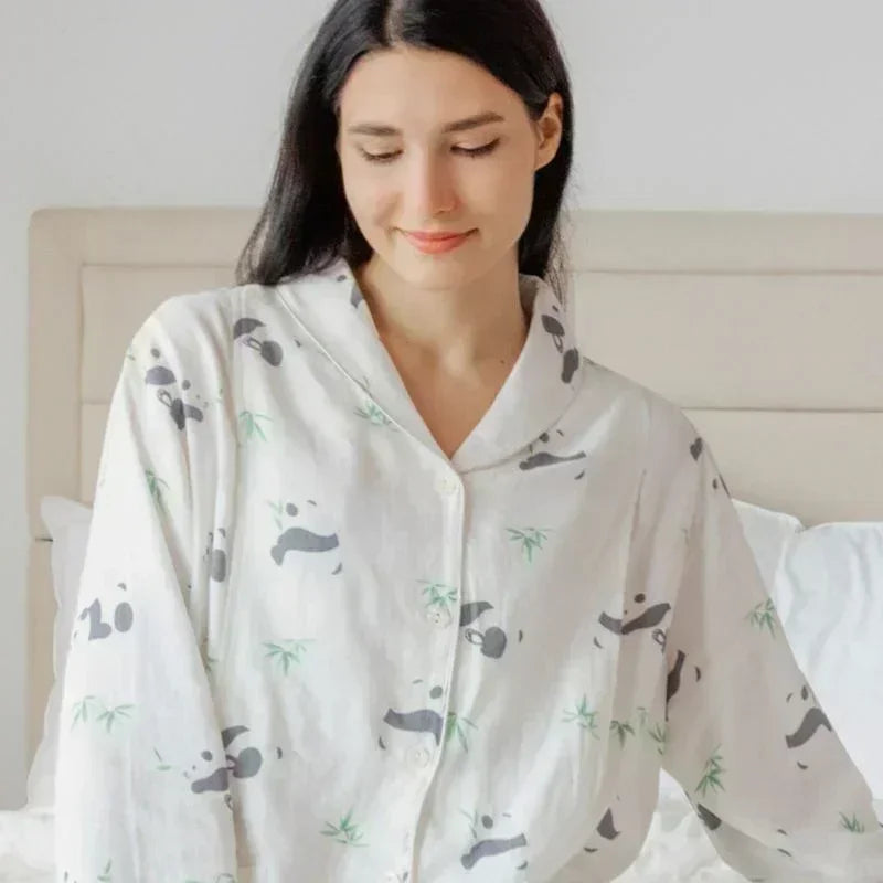Organic Cotton Muslin Button-Up Maternity Pajama - Pomegranate - Organic Cotton Clubs