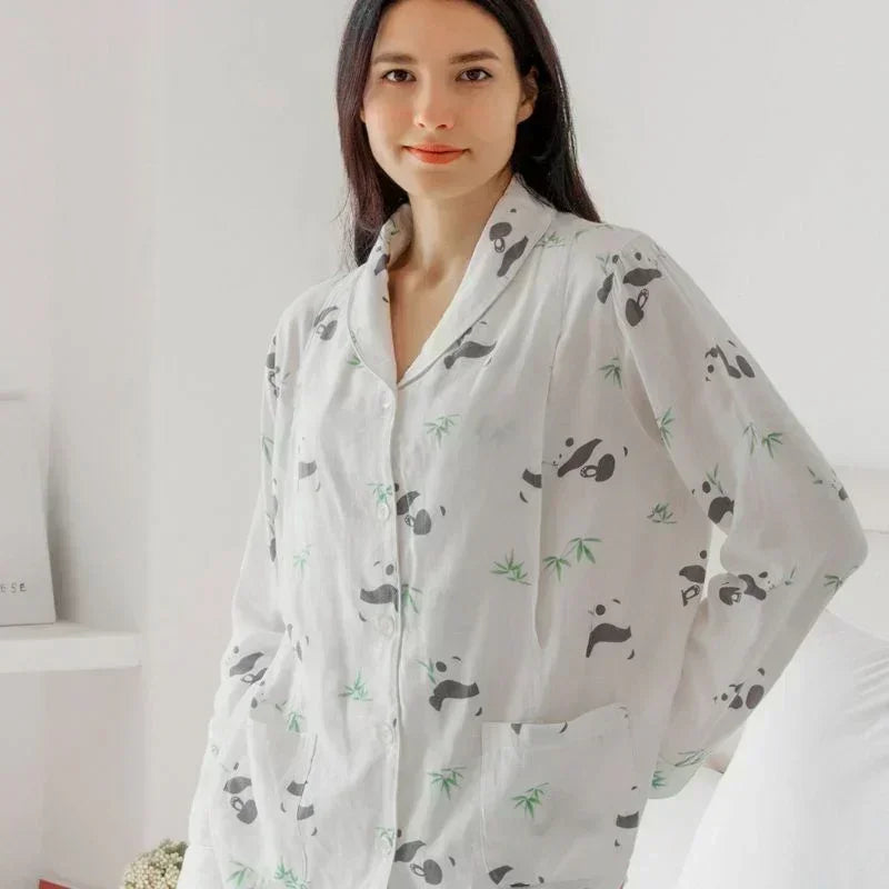 Organic Cotton Muslin Button-Up Maternity Pajama - Pomegranate - Organic Cotton Clubs