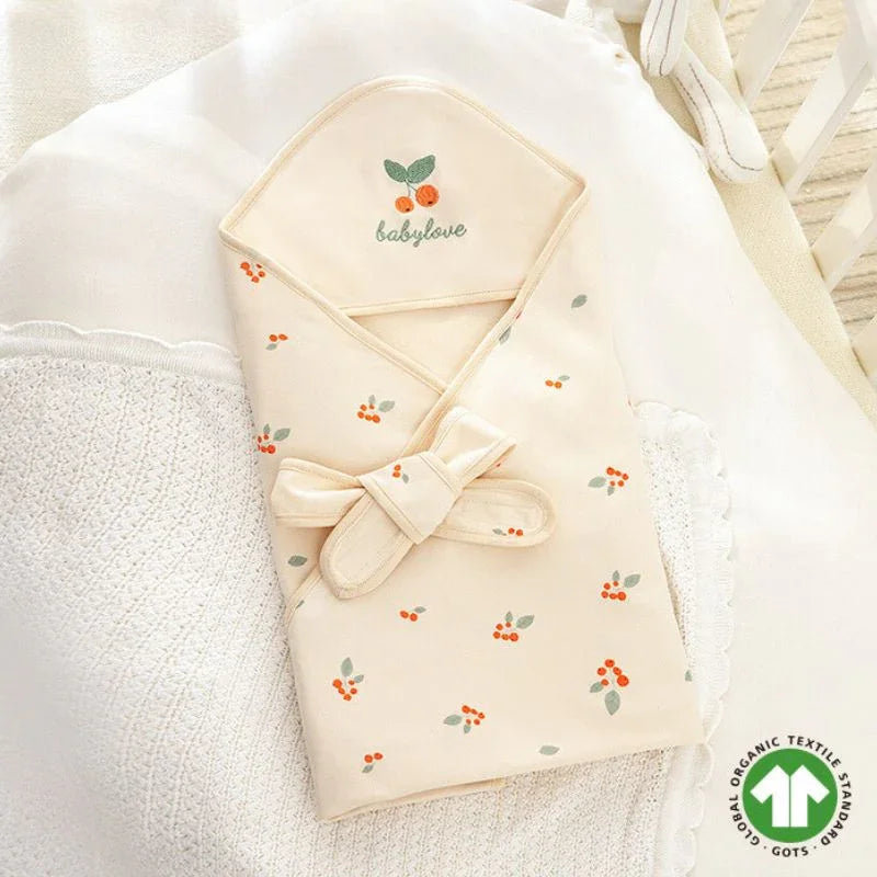 100% Organic Cotton Swaddle Blanket - Cherry - Organic Cotton Clubs