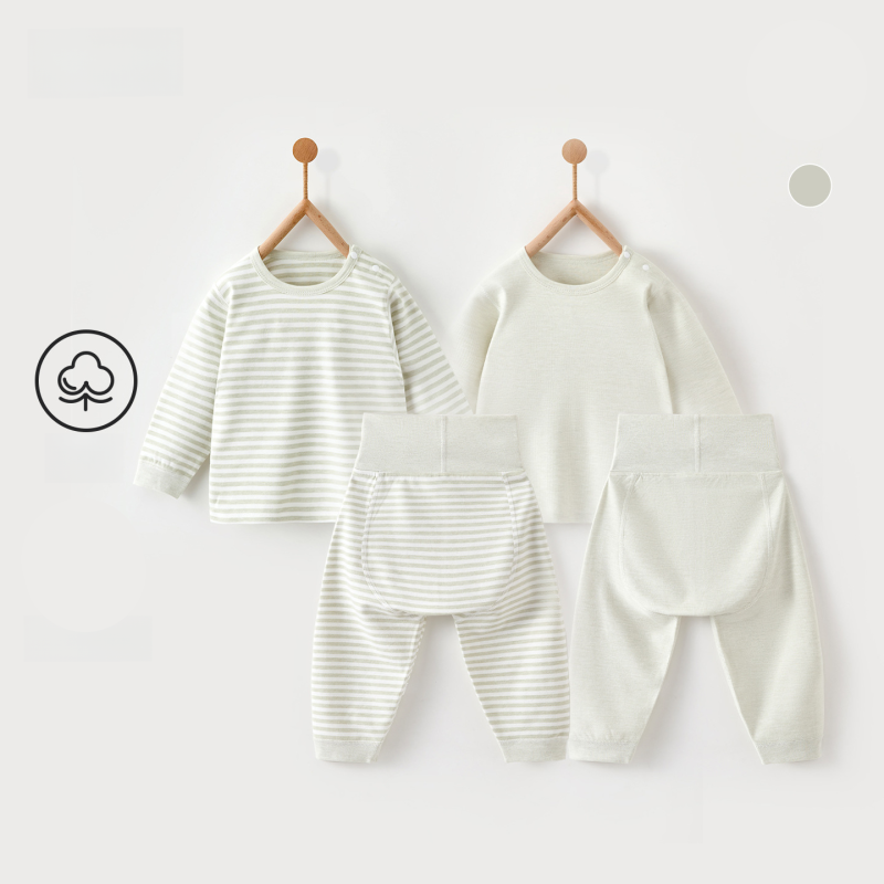 100% Cotton Long Sleeve Snap-Up Top & Pants Set - Mint Green - Organic Cotton Clubs