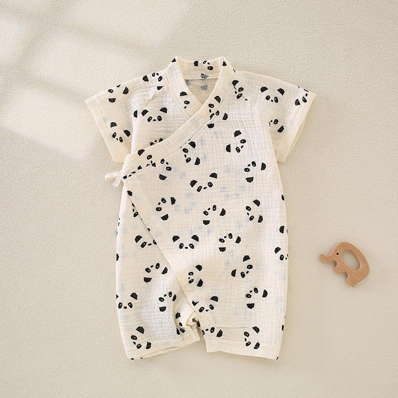 100% Cotton Muslin Short Sleeve Romper - Brown Bear - Organic Cotton Clubs