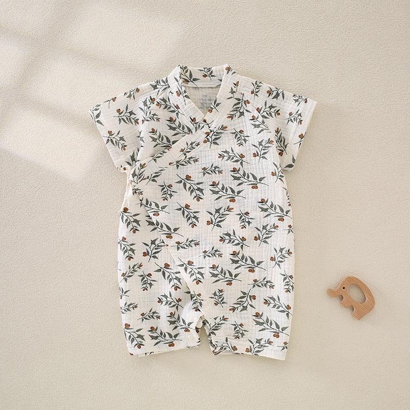 100% Cotton Muslin Short Sleeve Romper - Brown Bear - Organic Cotton Clubs
