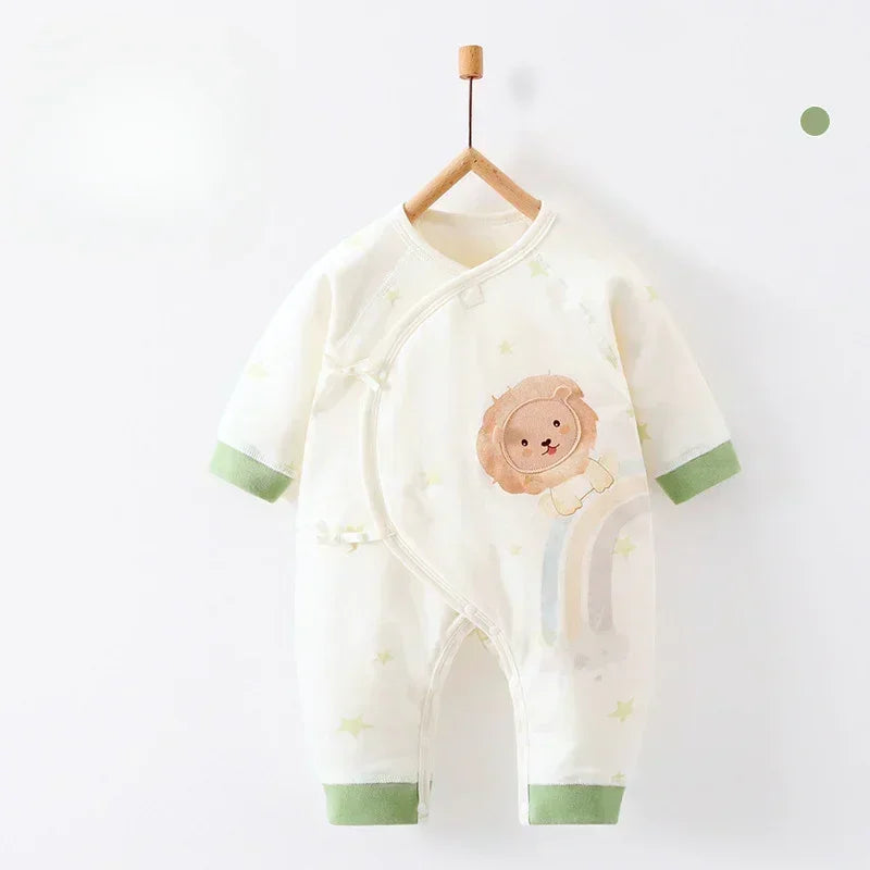 100% Cotton Long Sleeve Quilted Romper - Beige Lion - Organic Cotton Clubs