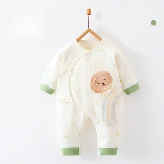 100% Cotton Long Sleeve Quilted Romper - Beige Lion - Organic Cotton Clubs