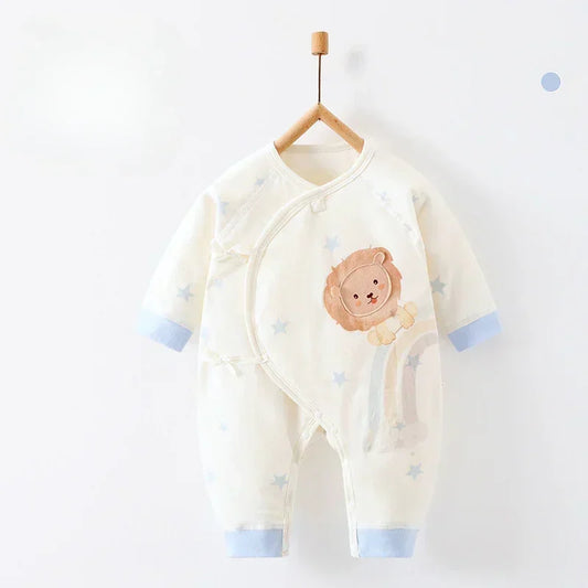 100% Cotton Long Sleeve Quilted Romper - Beige Lion - Organic Cotton Clubs