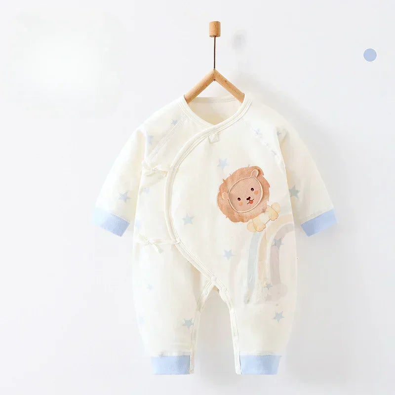 100% Cotton Long Sleeve Quilted Romper - Beige Lion - Organic Cotton Clubs