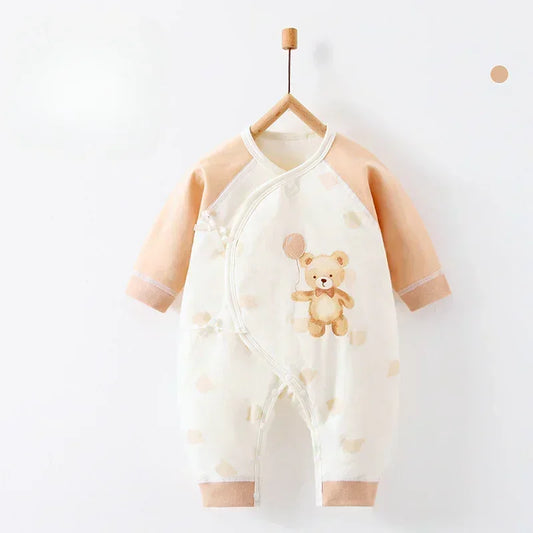 100% Cotton Long Sleeve Quilted Romper - Beige Lion - Organic Cotton Clubs