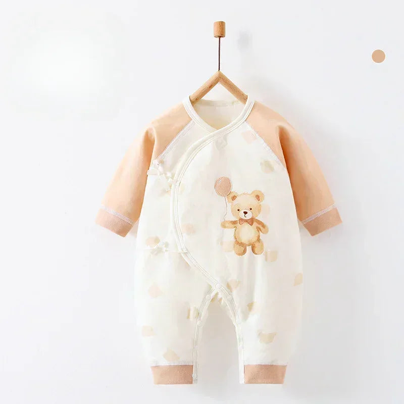 100% Cotton Long Sleeve Quilted Romper - Beige Lion - Organic Cotton Clubs