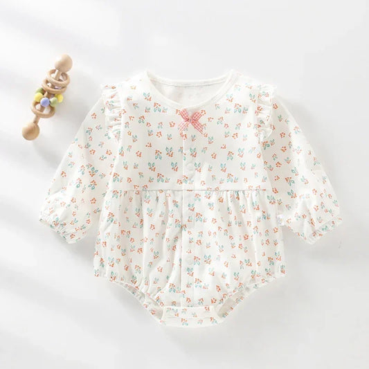 100% Cotton Long Sleeve Floral Bodysuit - Bunny Garden - Organic Cotton Clubs