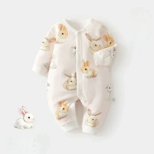 100% Cotton Long Sleeve Quilted Romper - Bunny - Organic Cotton Clubs