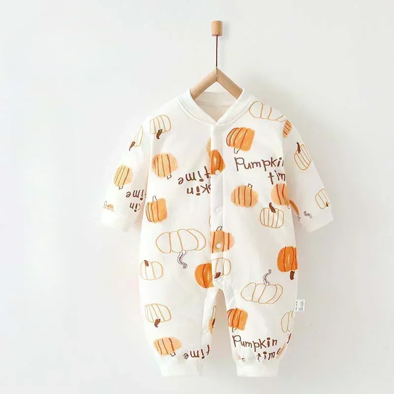100% Cotton Long Sleeve Quilted Romper - Halloween with Pumpkin - Organic Cotton Clubs