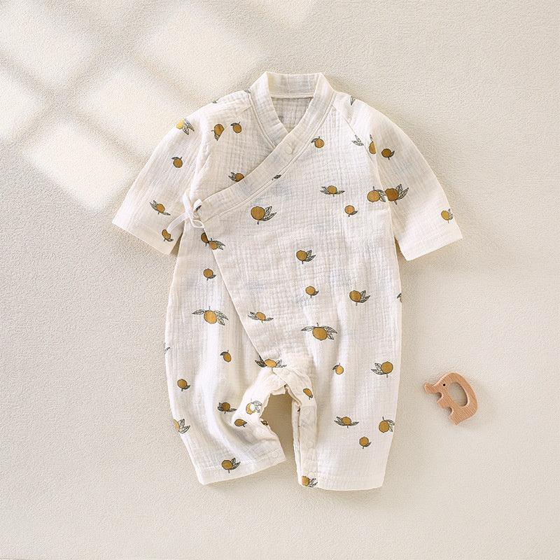 100% Cotton Muslin Long Sleeve Romper - Brown Bear - Organic Cotton Clubs