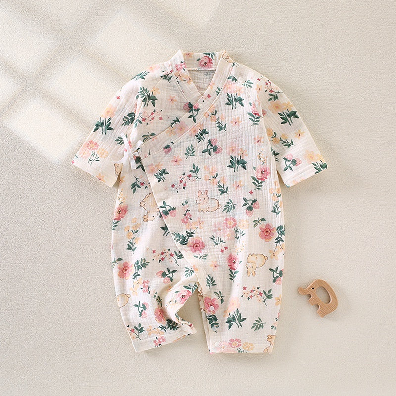 100% Cotton Muslin Long Sleeve Romper - Brown Bear - Organic Cotton Clubs