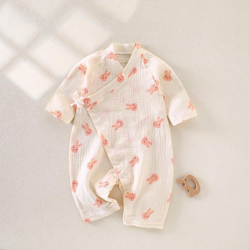 100% Cotton Muslin Long Sleeve Romper - Brown Bear - Organic Cotton Clubs