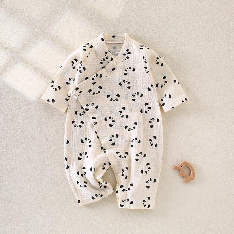 100% Cotton Muslin Long Sleeve Romper - Brown Bear - Organic Cotton Clubs