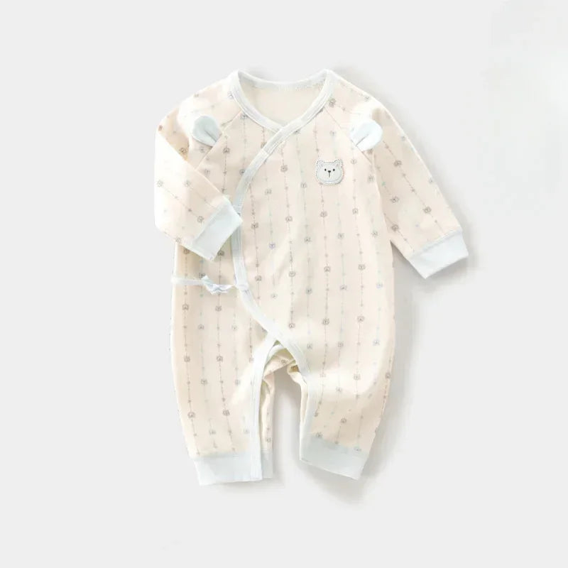 100% Cotton Long Sleeve Romper - Light Brown Bear - Organic Cotton Clubs