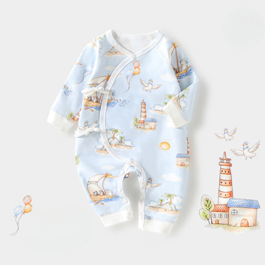 100% Cotton Long Sleeve Romper - Sea World