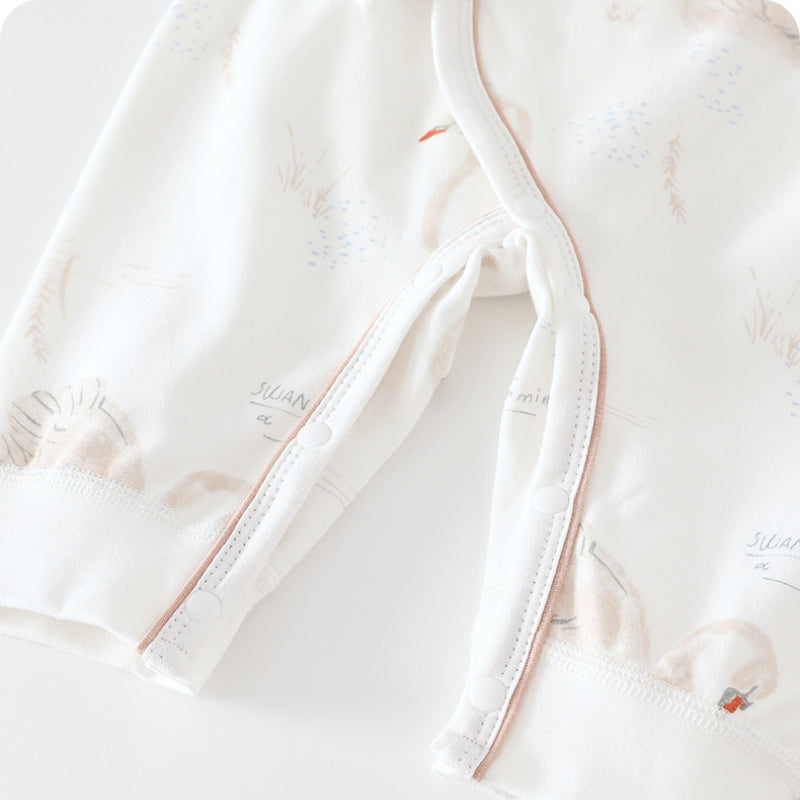 100% Cotton Long Sleeve Romper -  Green Leave