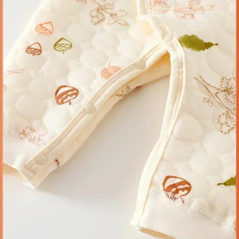 100% Cotton Warm Long Sleeve Romper with Velcro Closure - Bear - Organic Cotton Clubs