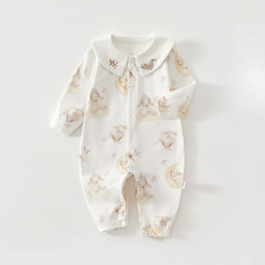 100% Cotton Long Sleeve Snap-Up Romper - Dream Bunny