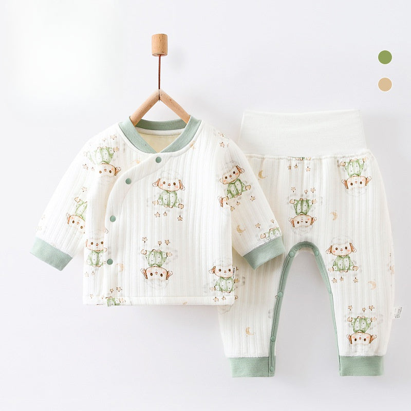 100% Cotton Warm Long Sleeve Long Sleeve Top & Pants Set- Pear - Organic Cotton Clubs