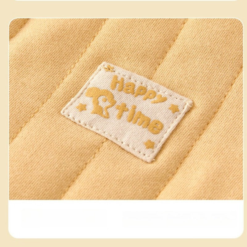 100% Cotton Quilted Hoodie Snap-Up Romper - Yellow
