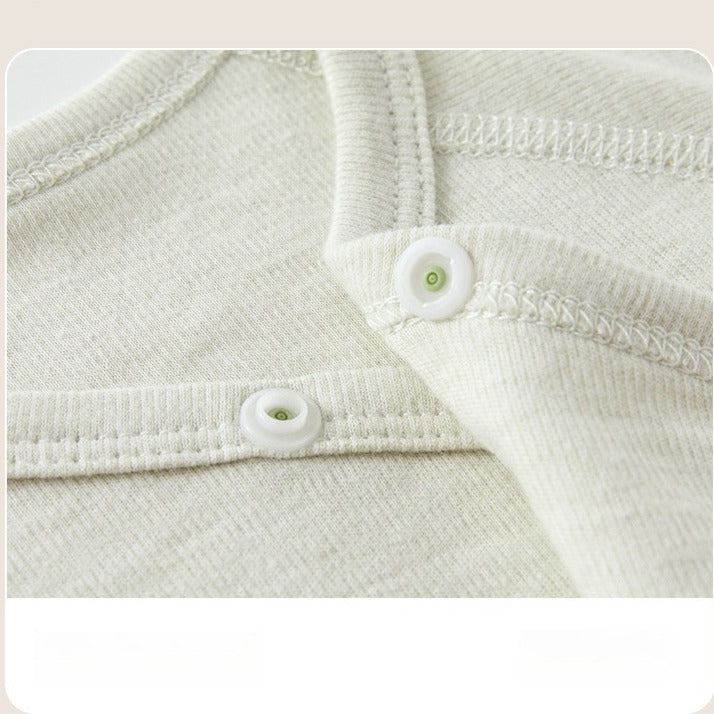 [2-Pieces Set] 100% Cotton Long Sleeve Side-Snap Bodysuit - Blue & Blue Stripe