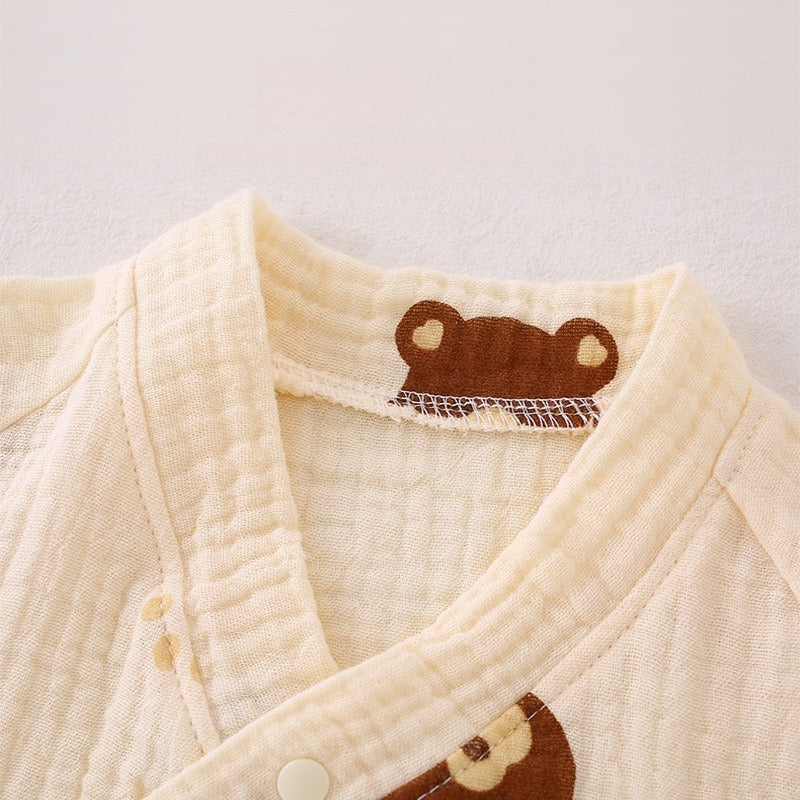 100% Cotton Long-Sleeve Kimono Romper - Little Tiger