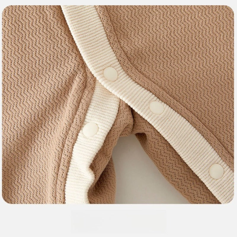 Cotton Quilted Hoodie Snap-Up Romper - Brown Koala