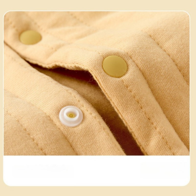 100% Cotton Quilted Hoodie Snap-Up Romper - Yellow