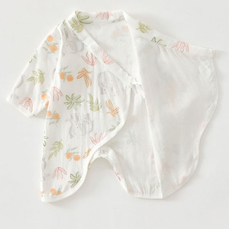 Cotton & Bamboo Muslin Long Sleeve Romper - Bread