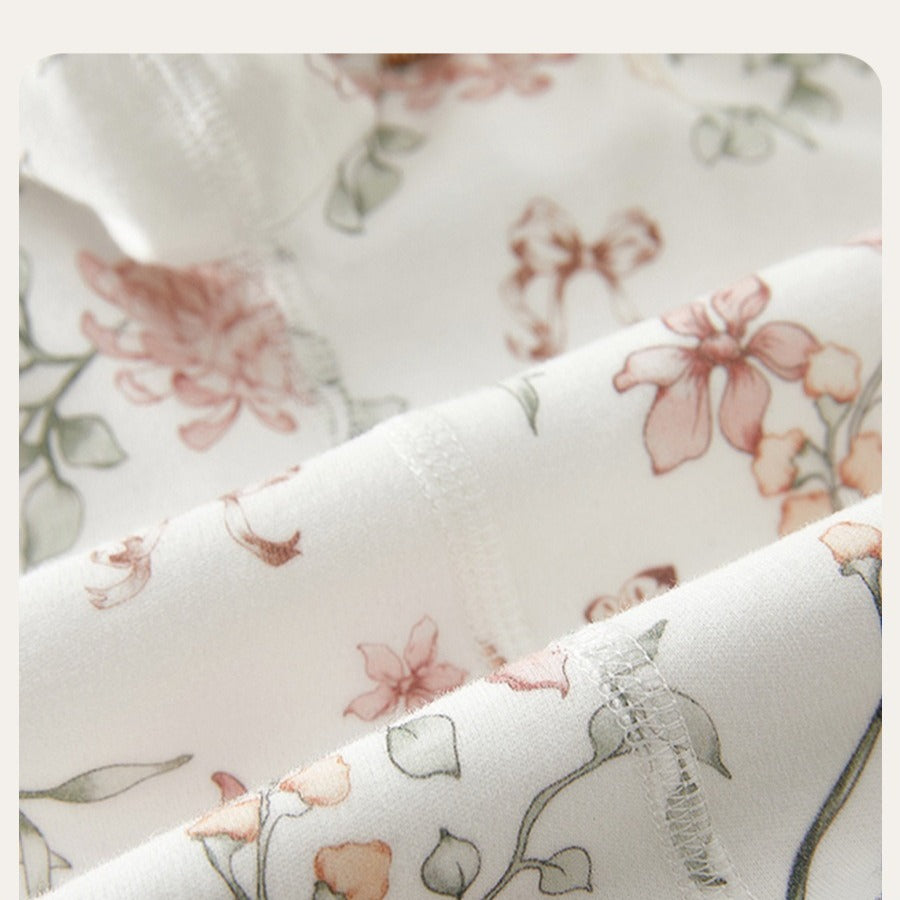 100% Cotton Long Sleeve Top & Pants Set - Floral Garden