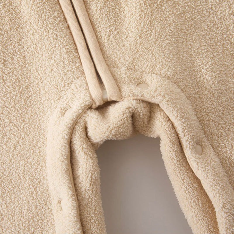 Quilted Microfleece Zip-up Hooded Romper - Brown Sheep