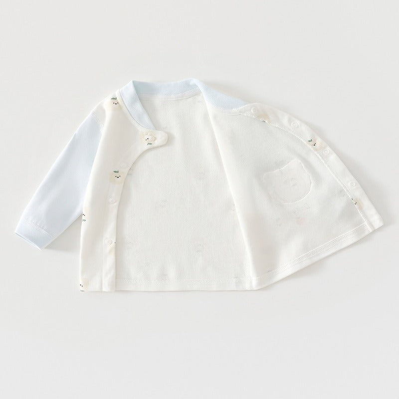 100% Cotton Long Sleeve Snap-Up Top & Pants Set - Brown Bear