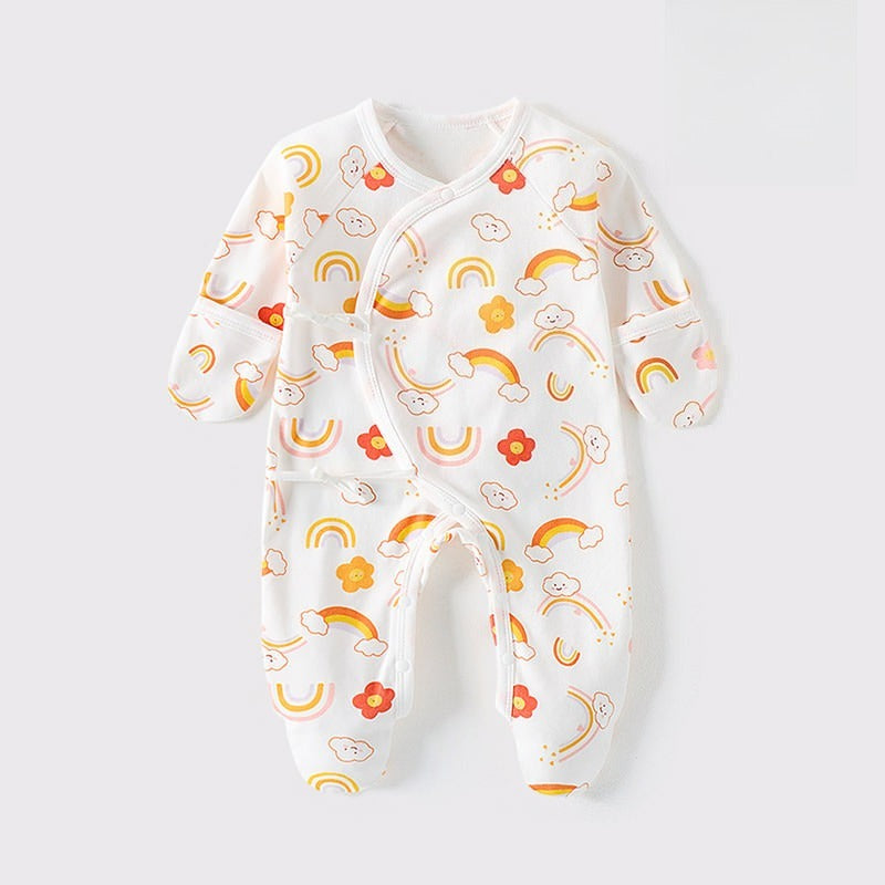 100% Cotton Footed Onesie with Mittens - Cloud & Moon