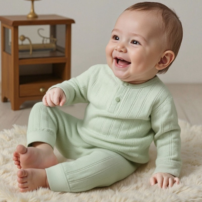 100% Cotton Long Sleeve Rompers & Bodysuits & Outfits- Green