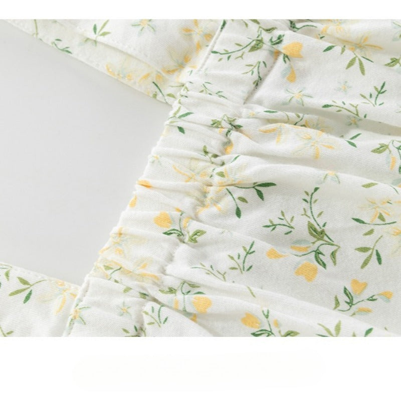 100% Cotton Sleeveless Bodysuit - Green Floral Garden