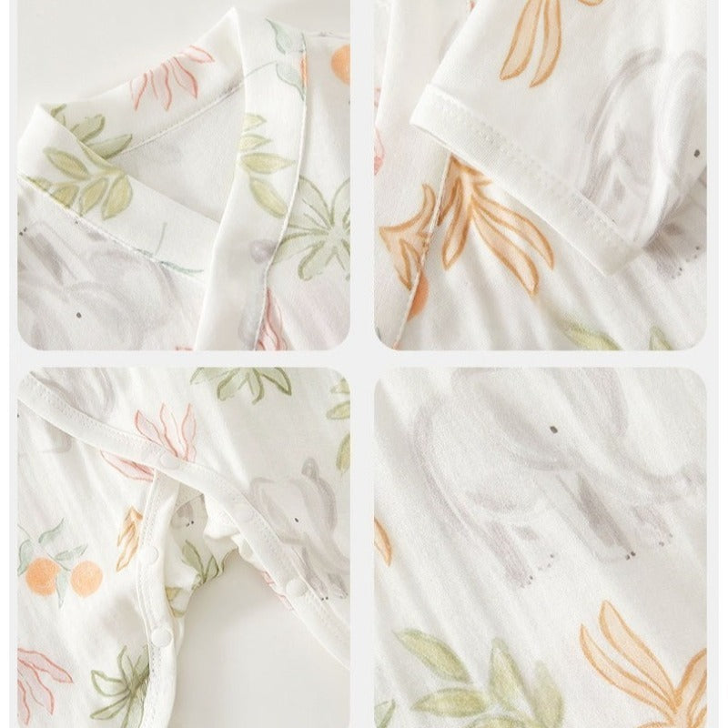 Cotton & Bamboo Muslin Long Sleeve Romper - Bread