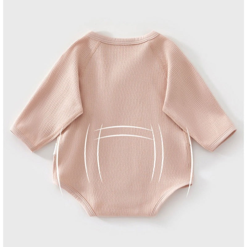 100% Cotton Long Sleeve Kimono Bodysuit - Blue