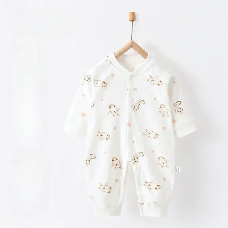 100% Cotton Snap-Up Long Sleeve Romper - Park - Organic Cotton Clubs